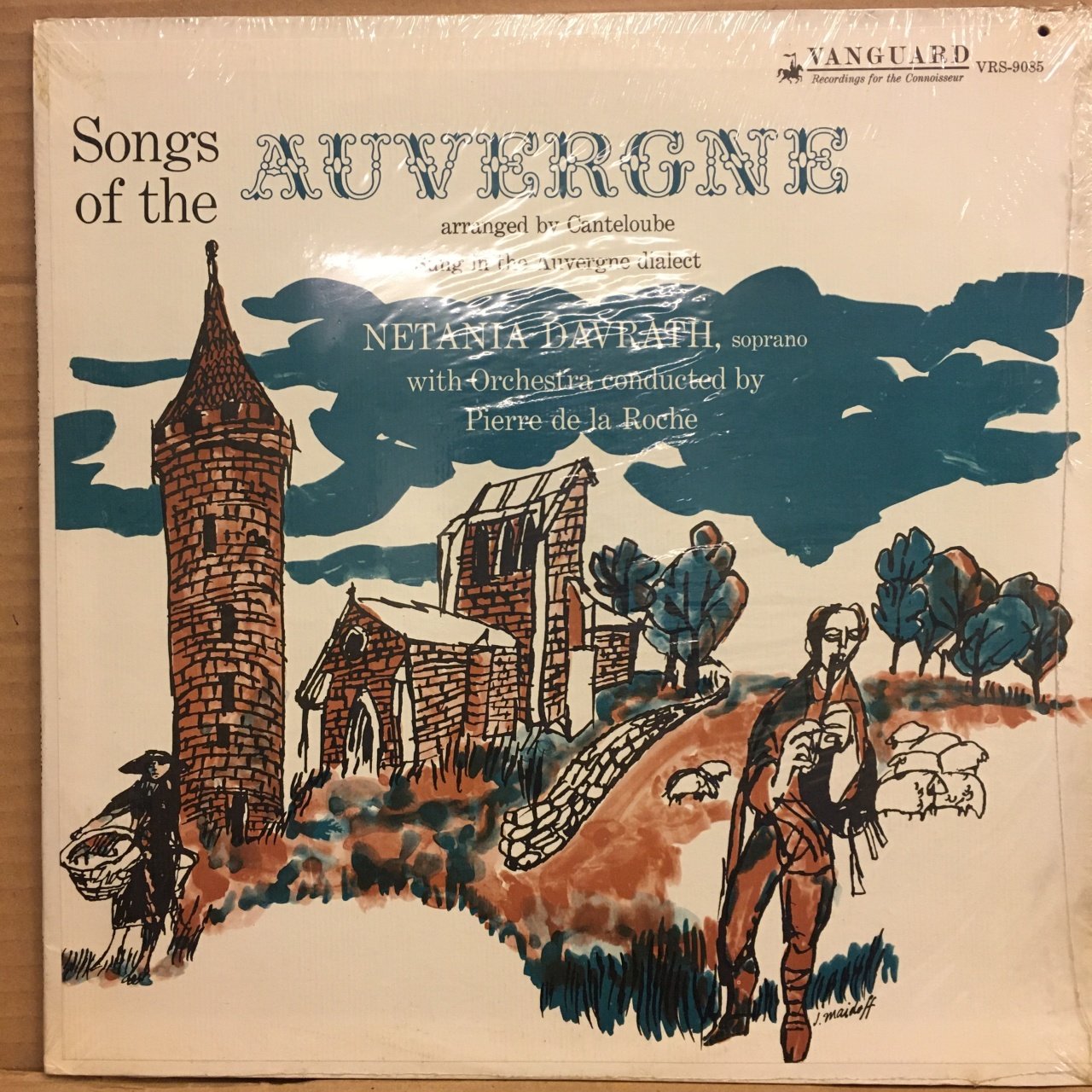 SONGS OF THE AUVERGNE - NETANIA DAVRATH / PIERRE DE LA ROCHE (1961) - LP DÖNEM BASKI CUT-OUT SIFIR PLAK
