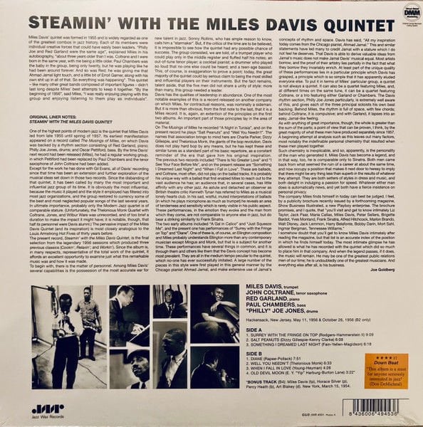 MILES DAVIS - STEAMIN' (1961) - LP 180GR 2009 EDITION SIFIR PLAK