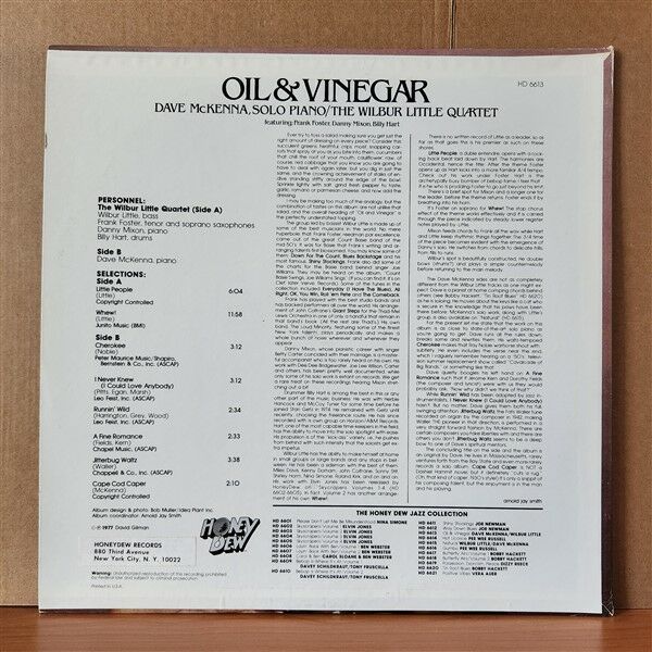 DAVE MCKENNA / THE WILBUR LITTLE QUARTET – OIL & VINEGAR (1977) - LP 2.EL PLAK