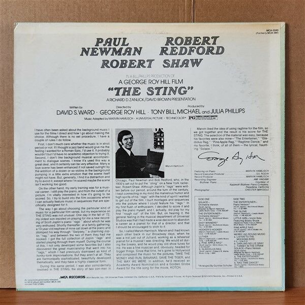 THE STING SOUNDTRACK - SCOTT JOPLIN, MARVIN HAMLISCH (1974) - LP 2.EL PLAK