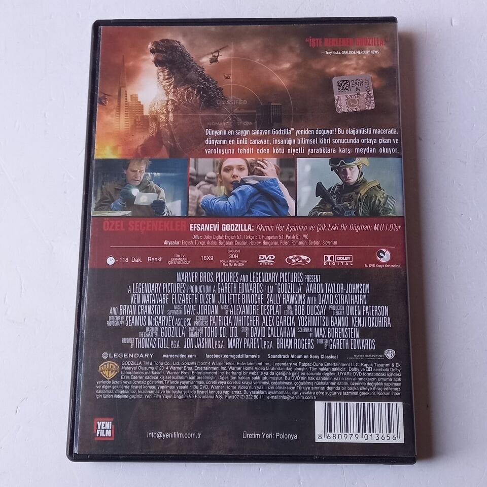 GODZILLA - AARON TAYLOR JOHNSON, ELIZABETH OLSEN, KEN WATANABE, JULIETTE BINOCHE - DVD 2.EL