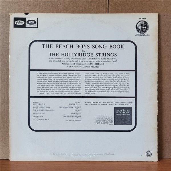 THE HOLLYRIDGE STRINGS – THE BEACH BOYS SONGBOOK: ROMANTIC INSTRUMENTALS BY THE HOLLYRIDGE STRINGS (1964) - LP 2.EL PLAK