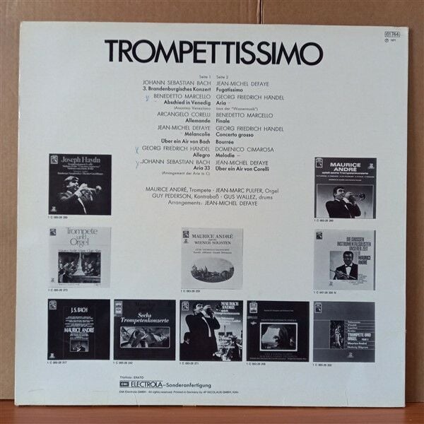 MAURICE ANDRE – TROMPETTISSIMO / BACH, CIMAROSA, CORELLI, DEFAYE, HANDEL, MARCELLO - LP 2.EL PLAK