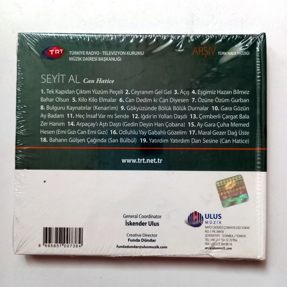 SEYİT AL - CAN HATİCE / TÜRK HALK MÜZİĞİ / TRT ARŞİV SERİSİ 163 - CD SIFIR