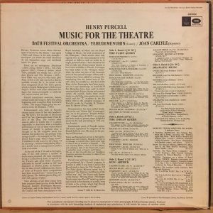 HENRY PURCELL - MUSIC FOR THE THEATRE / YEHUDI MENUHIN (1966) - LP 2.EL PLAK