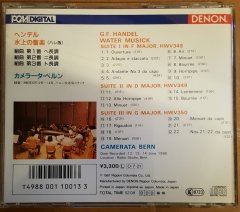HANDEL - WATER MUSIC CAMERATA BERN - CD NIPPON JAPON BASKI/PRINTED IN JAPAN 2.EL