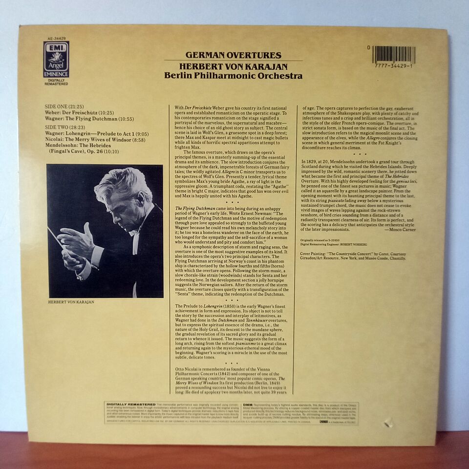 GERMAN OVERTURES / HERBERT VON KARAJAN (1962) - LP 2.EL PLAK