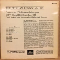 BIZET CARMEN & L'ARLESIENNE SUITE SIR THOMAS BEECHAM 2.EL PLAK YERLİ BASKI