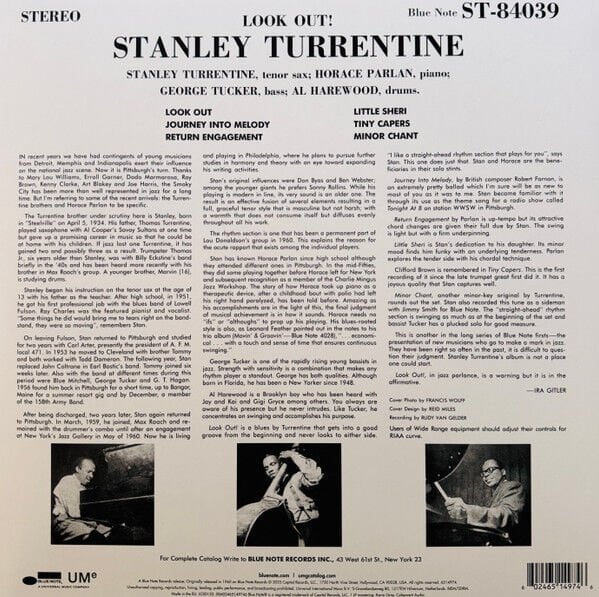 STANLEY TURRENTINE - LOOK OUT (1960) - LP 180GR 2025 EDITION BLUE NOTE CLASSIC VINYL SERIES SIFIR PLAK
