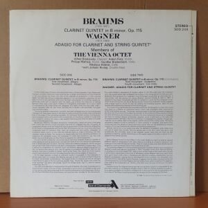 BRAHMS: CLARINET QUINTET / WAGNER: ADAGIO FOR CLARINET AND STRING QUINTET / MEMBERS OF VIENNA OCTET - LP 2.EL PLAK