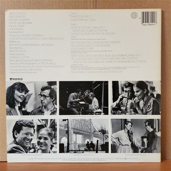 MUSIC FROM THE WOODY ALLEN FILM ''MANHATTAN'' / GEORGE GERSHWIN - NEW YORK PHILHARMONIC CONDUCTED BY ZUBIN MEHTA WITH GARY GRAFFMAN (1979) - LP 2.EL PLAK