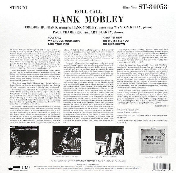 HANK MOBLEY - ROLL CALL (1961) - LP BLUE NOTE CLASSIC VINYL SERIES  180GR 2025 EDITION SIFIR PLAK