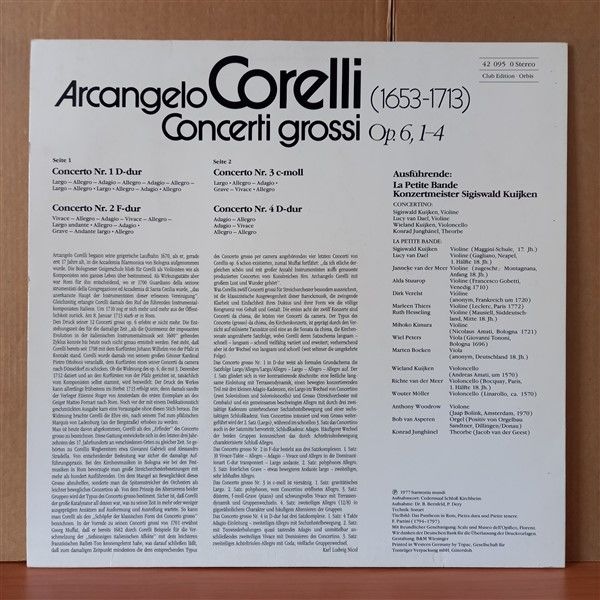 ARCANGELO CORELLI: CONCERTI GROSSI OP. 6, 1-4 / LA PETITE BANDE, SIGISWALD KUIJKEN (1977) - LP 2.EL PLAK