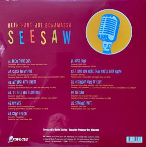 BETH HART & JOE BONAMASSA - SEESAW (2013) - LP 180GR COLOURED 2021 EDITION SIFIR PLAK