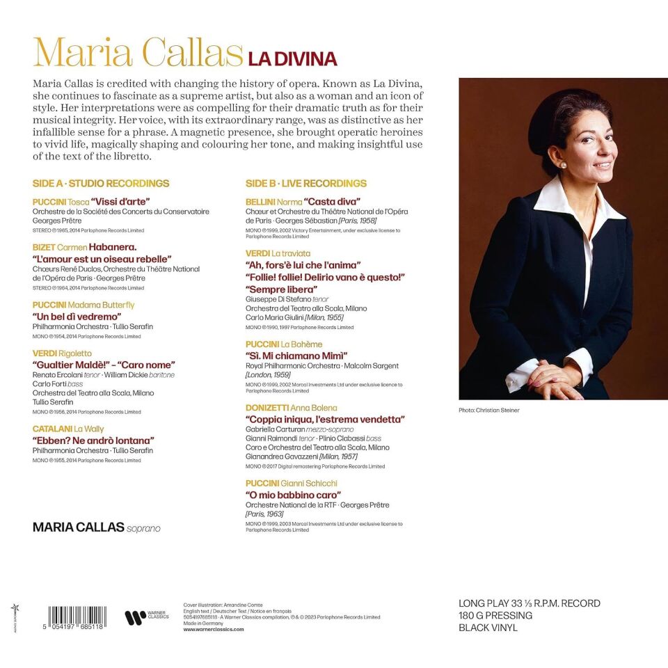 MARIA CALLAS - LA DIVINA (2023) - LP COMPILATION 180GR SIFIR PLAK