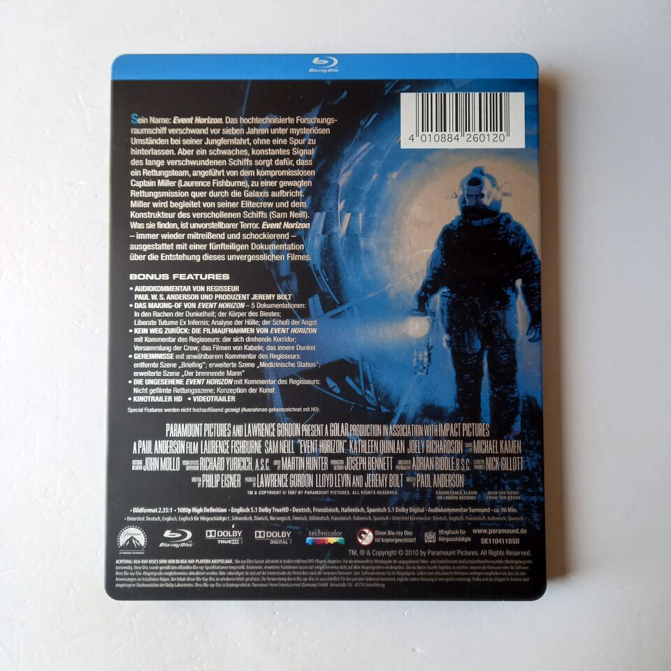 EVENT HORIZON - LAURENCE FISHBURNE, SAM NEILL - YÖN.: PAUL W. S. ANDERSON - BLU-RAY STEELBOOK METAL KUTU 2.EL TÜRKÇE ALTYAZI YOKTUR