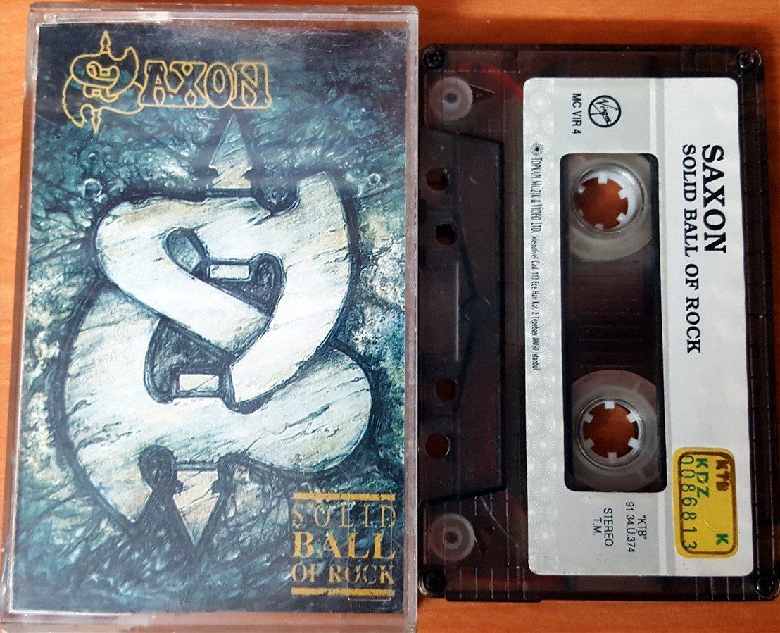 SAXON - SOLID BALL OF ROCK (1991) TOPKAPI CASSETTE MADE IN TURKEY ''USED'' PAPER LABEL