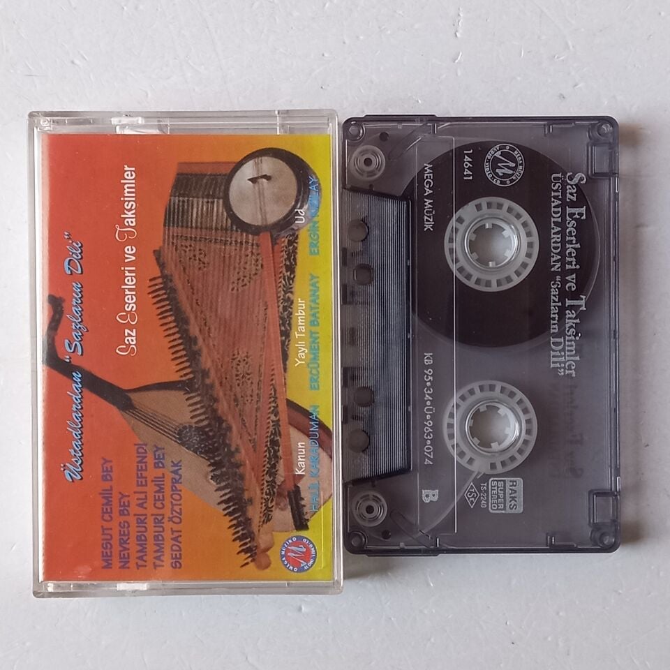 SAZ ESERLERİ VE TAKSİMLER / ÜSTADLARDAN SAZLARIN DİLİ - MESUT CEMİL BEY, TAMBURİ ALİ EFENDİ, TAMBURİ CEMİL BEY (1995) - KASET 2.EL