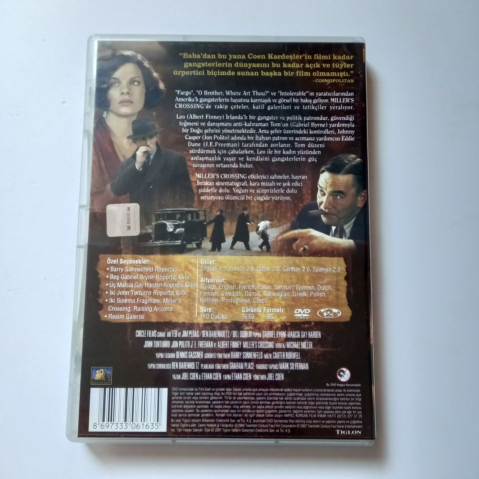 MILLER\'S CROSSING - MILLER KAVŞAĞI - GABRIEL BYRNE, MARCIA GAY HARDEN, JOHN TURTURRO, YÖN.: JOEL COEN - DVD 2.EL