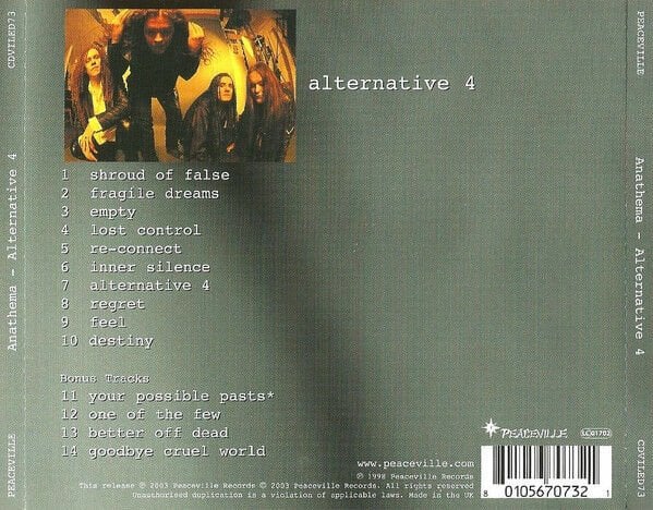 ANATHEMA – ALTERNATIVE 4 (1998) - CD SIFIR