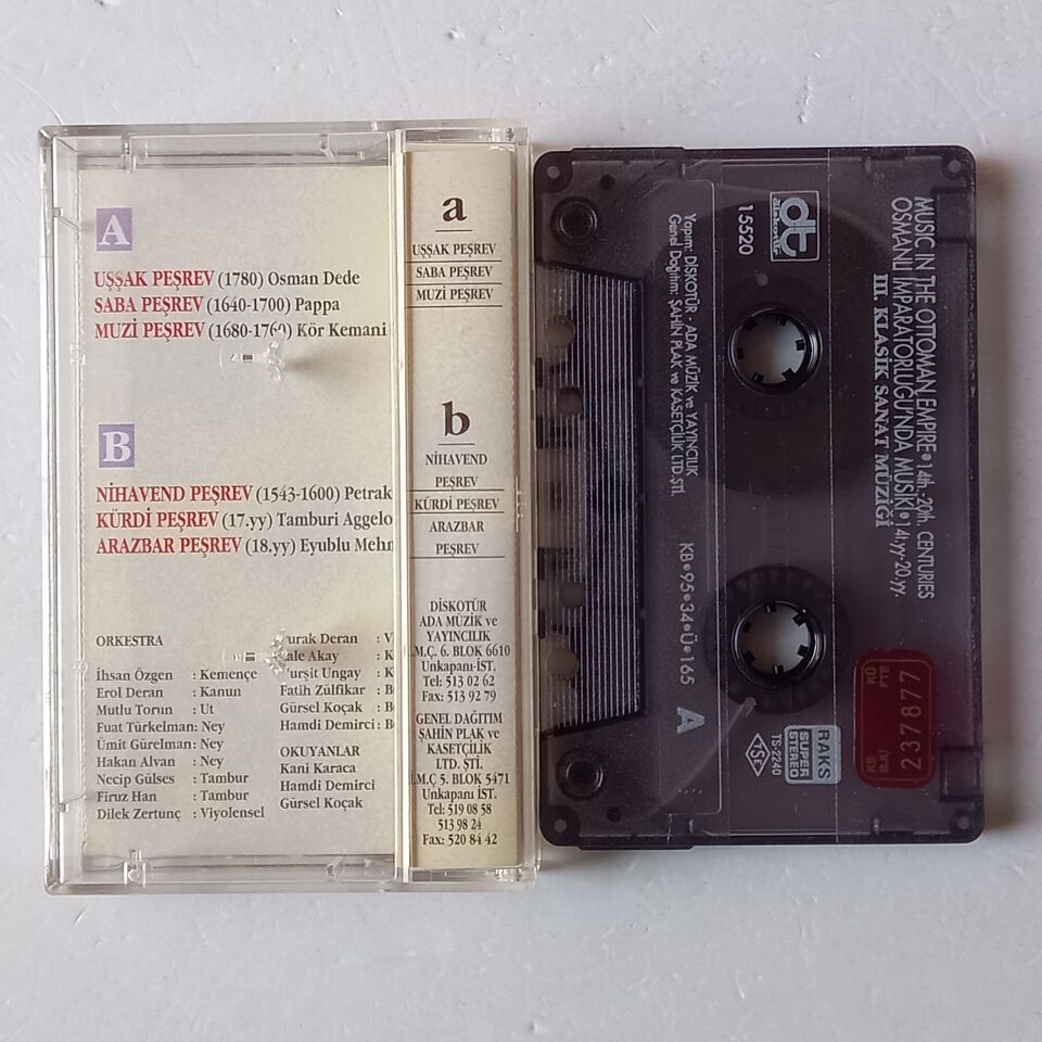 MUSIC IN THE OTTOMAN EMPIRE 14TH - 20TH CENTURES / OSMANLI İMPARATORLUĞU'NDA MUSİKİ 14.YY - 20.YY (1995) - KASET 2.EL