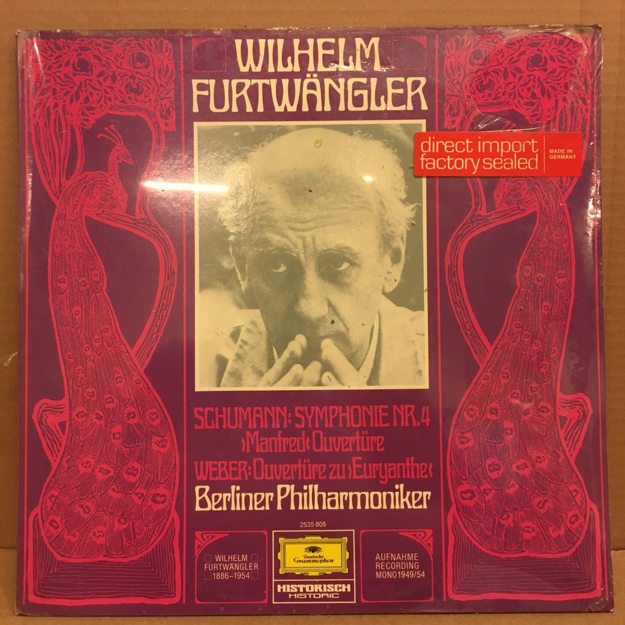 SCHUMANN SYM. NO 4, WEBER OUVERTURE FURTWANGLER BERLIN PHIL. SIFIR PLAK