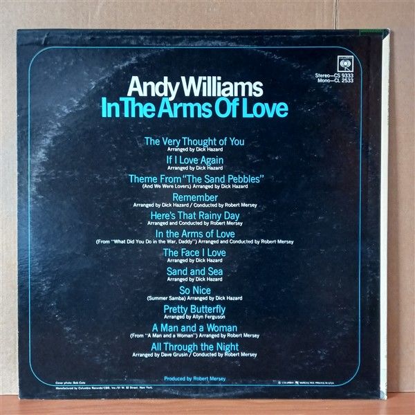 ANDY WILLIAMS – IN THE ARMS OF LOVE (1967) - LP 2.EL PLAK