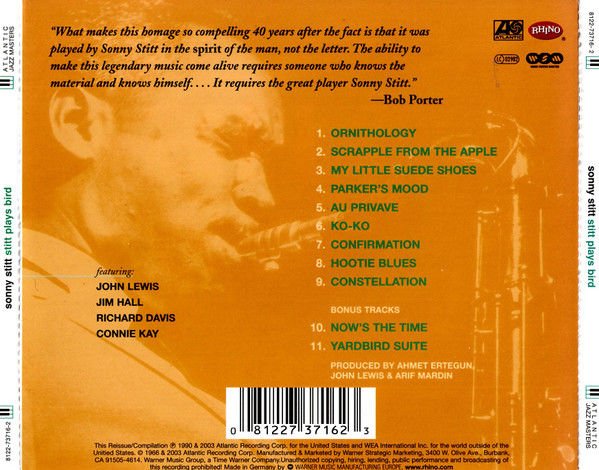 SONNY STITT - STITT PLAYS BIRD (1964) - CD SIFIR