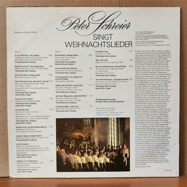 PETER SCHREIER – PETER SCHREIER SINGT WEIHNACHTSLIEDER (1975) - LP 2.EL PLAK