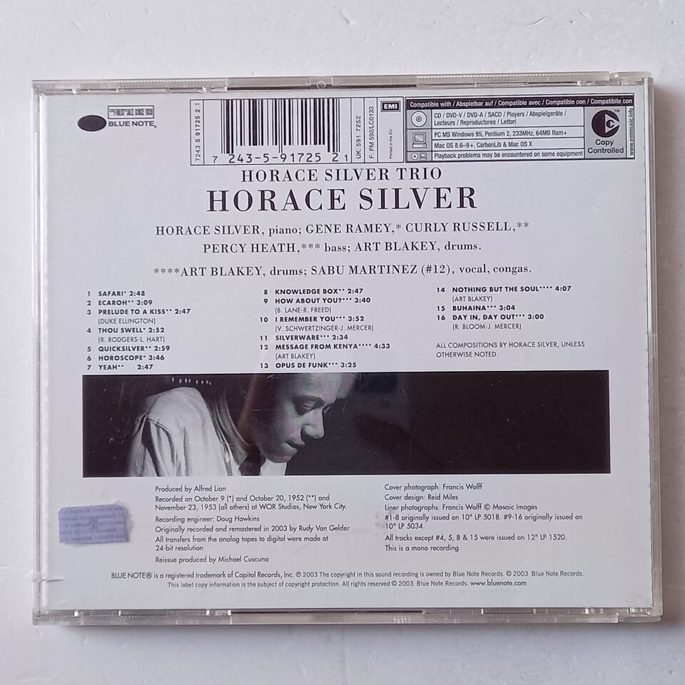 HORACE SILVER – HORACE SILVER TRIO (1956) - CD 2003 REMASTERED REISSUE 2.EL