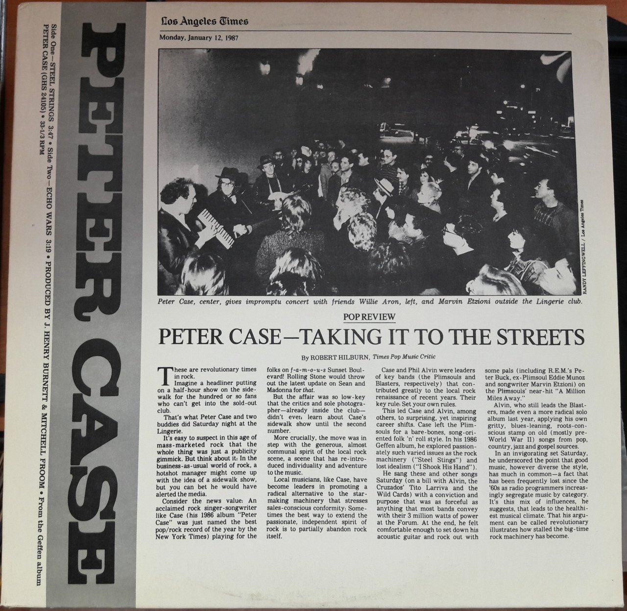 PETER CASE - TAKING IT TO THE STREETS (1987) - PLAK 2.EL