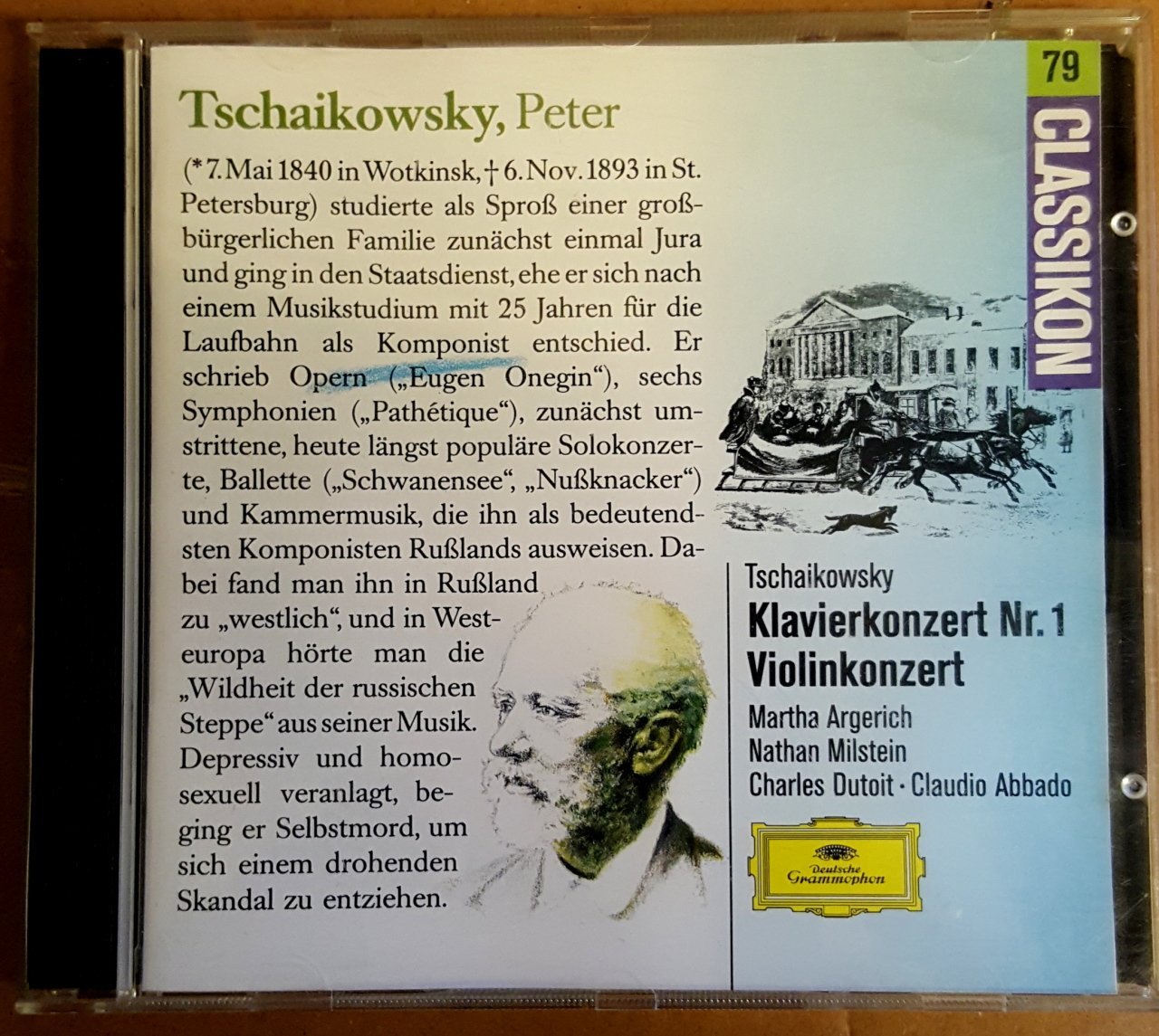 TCHAIKOVSKY - CONCERTO FOR PIANO & ORCH. NR1 / CONCERTO FOR VIOLIN & ORCH. - CD ARGERICH DEUTSCHE GRAMMOPHON CLASSIKON SERIES 2.EL