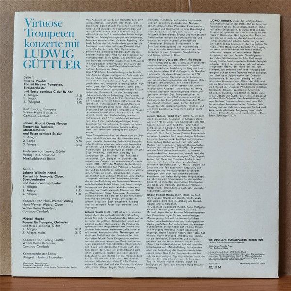 VIRTUOSE TROMPETENKONZERTE - LUDWIG GÜTTLER, KAMMERORCHESTER BERLIN, HARTMUT HAENCHEN (1980) - LP 2.EL PLAK