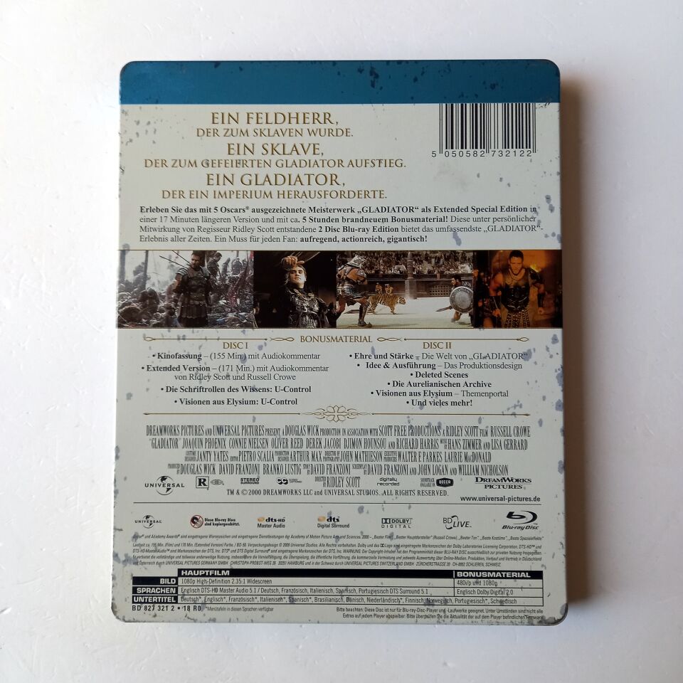 GLADIATOR - RUSSELL CROWE, JOAQUIN PHOENIX - YÖN.: RIDLEY SCOTT - 2BLU-RAY 4K STEELBOOK METAL KUTU 2.EL