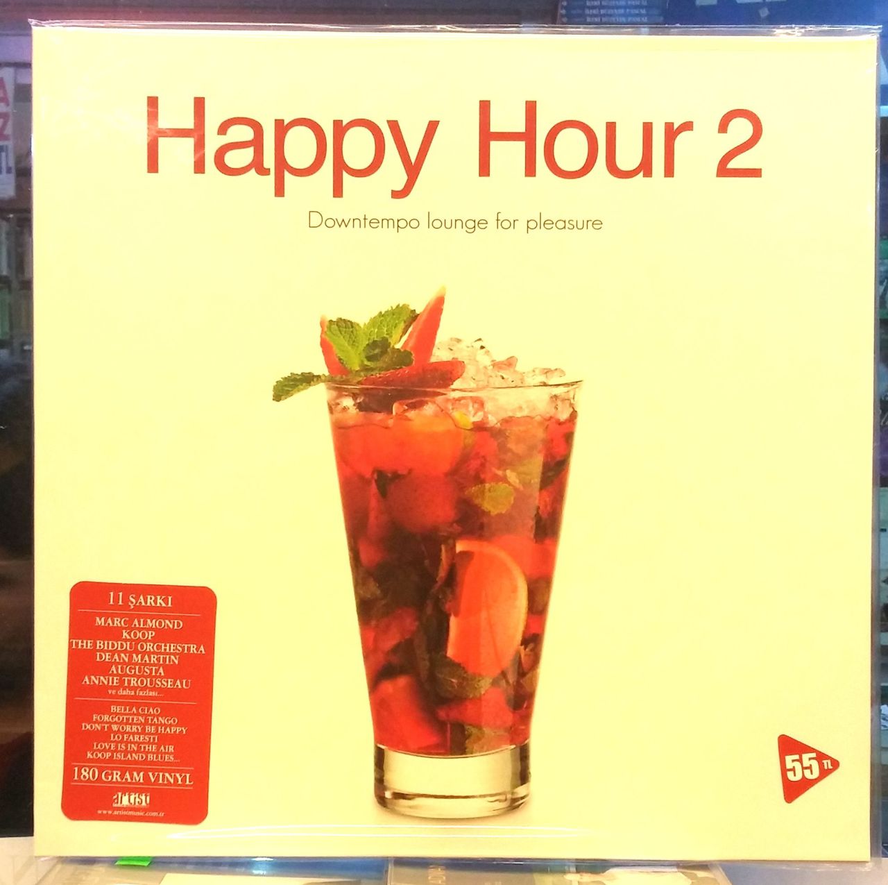 HAPPY HOUR - VOL 2 / DOWNTEMPO LOUNGE FOR PLEASURE / BELLA CIAO MARC ALMOND BIDDU ORCHESTTRA KOOP DEAN MARTIN (2014) - LP 2023 BASIM SIFIR PLAK