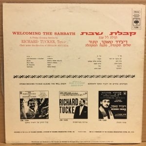 WELCOMING THE SABBATH - RICHARD TUCKER (TENOR) SHALOM SECUNDA (CONDUCTOR) - LP JEWISH / İBRANİCE 2.EL PLAK