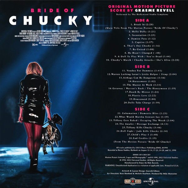 BRIDE OF CHUCKY - SOUNDTRACK / GRAEME REVELL (1998) - 2LP 2024 COLOURED EDITION SIFIR PLAK