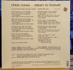 CHICK COREA - RETURN TO FOREVER (1972) - LP 2010 EDITION ECM RECORDS SIFIR PLAK