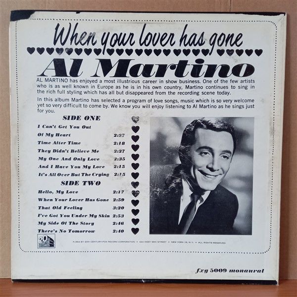 AL MARTINO – WHEN YOUR LOVER HAS GONE (1964) - LP 2.EL PLAK