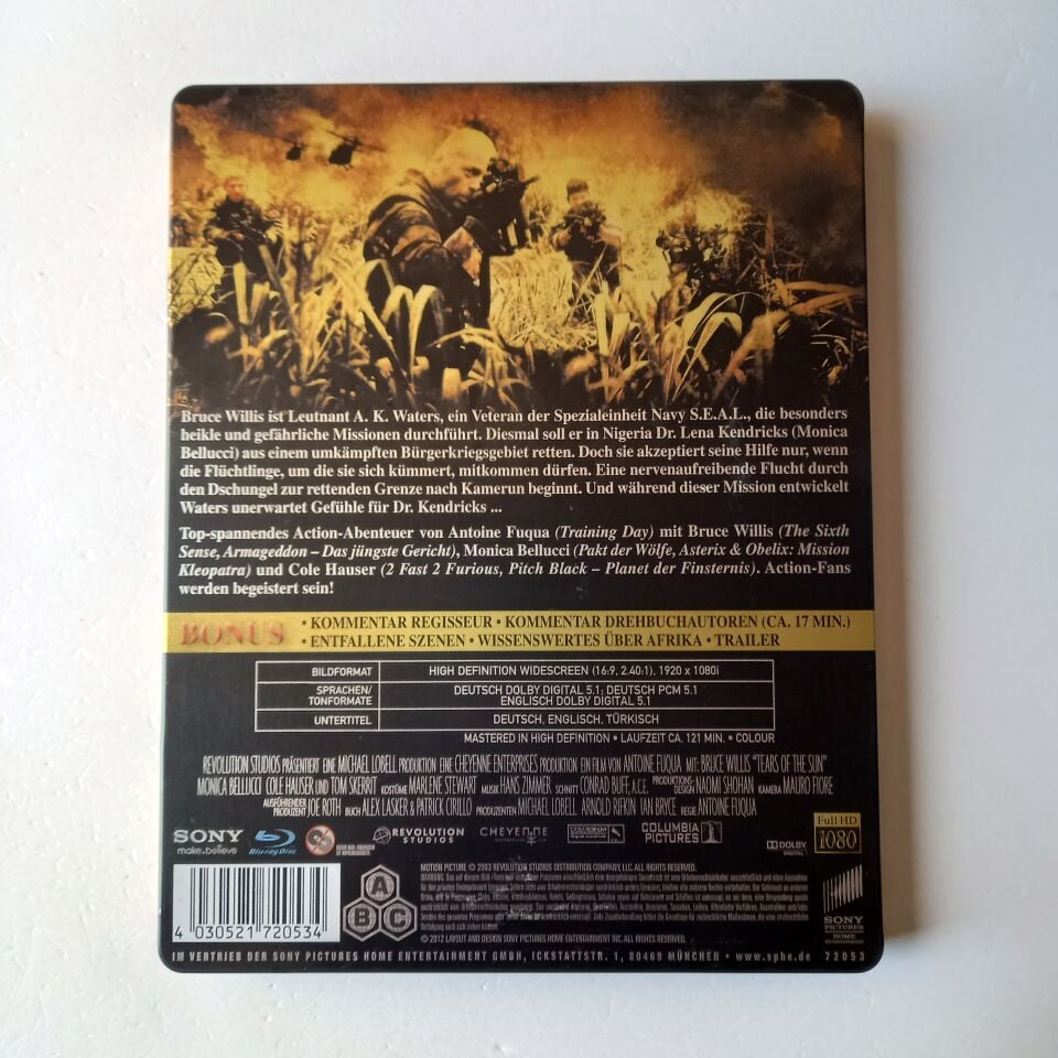 TRANEN DER SONNE / TEARS OF THE SUN - BRUCE WILLIS, COLE HAUSER - YÖN.: ANTOINE FUQUA - BLU-RAY  STEELBOOK METAL KUTU 2.EL