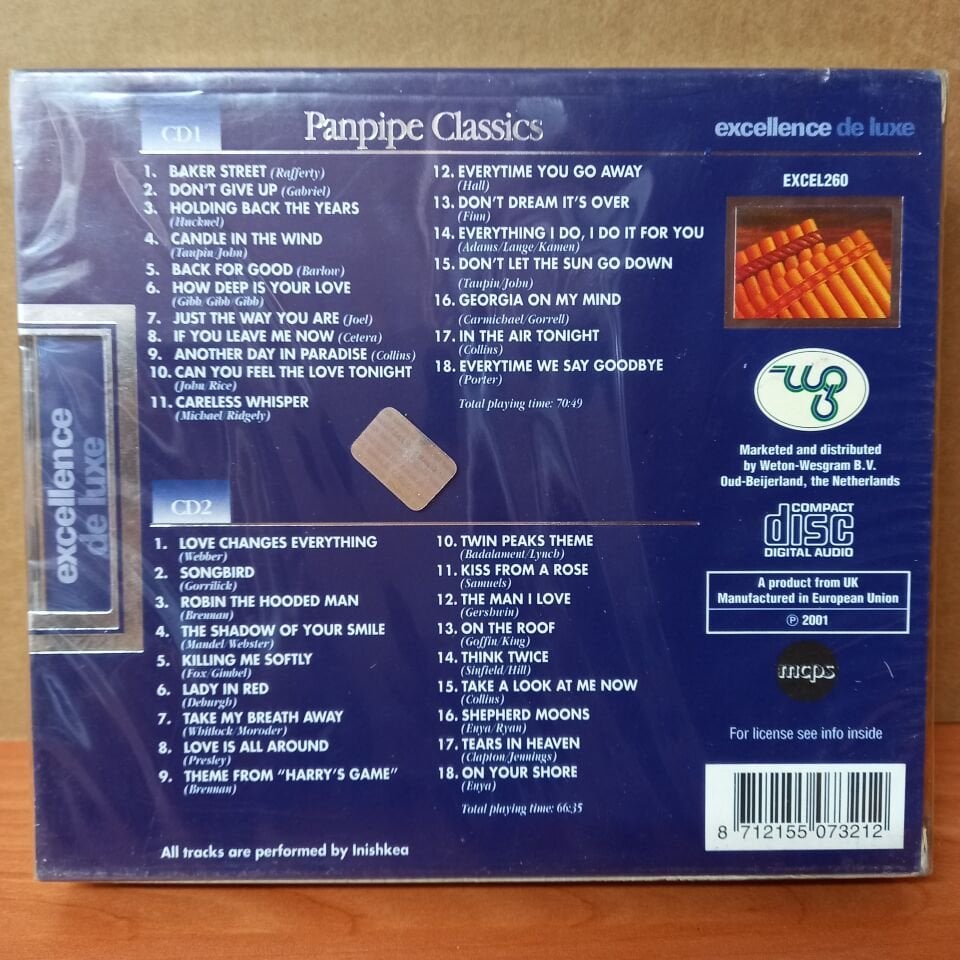 PANPIPE CLASSICS / EXCELLENCE DE LUXE / HOLDING BACK THE YEARS, CARELESS WHISPER, IN THE AIR TONIGHT, LADY IN RED (2001) - 2CD SIFIR