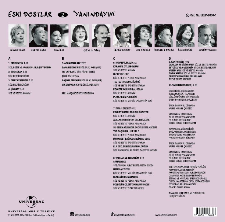 ESKİ DOSTLAR 2 YANINDAYIM - ÇEŞİTLİ SANATÇILAR - LP BANU KIRBAĞ ERCAN TURGUT ESMERAY GÜZİN İLE BAHA SIFIR PLAK