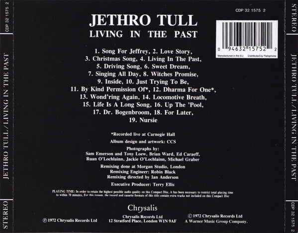 JETHRO TULL – LIVING IN THE PAST (1972) - CD REISSUE JEWEL CASE AMBALAJINDA SIFIR