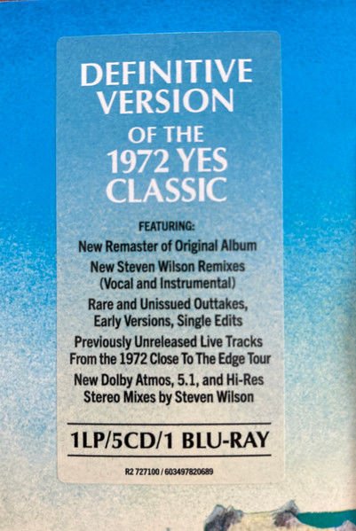 YES - CLOSE TO THE EDGE (1972) - 1 LP + 5 CD + 1 BLU-RAY AUDIO 2025 DELUXE EDITION BOX SET