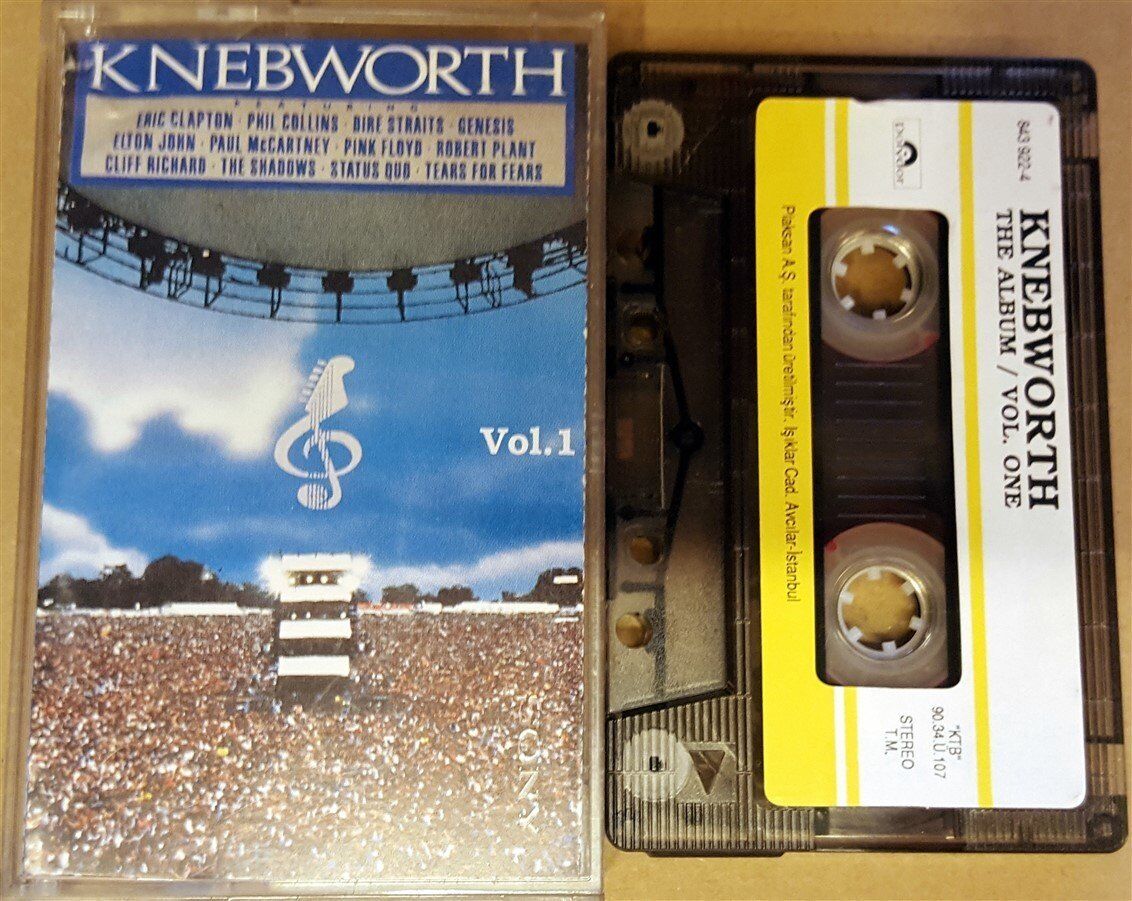 KNEBWORTH VOL 1 PINK FLOYD DIRE STRAITS ERIC CLAPTON ELTON JOHN  (1990) PLAKSAN CASSETTE MADE IN TURKEY ''USED'' PAPER LABEL