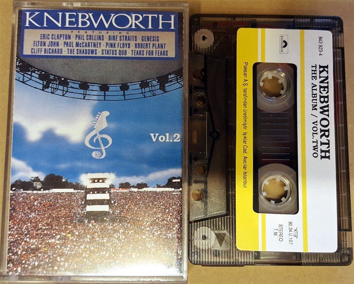 KNEBWORTH VOL 2 PINK FLOYD DIRE STRAITS ERIC CLAPTON ELTON JOHN  (1990) PLAKSAN CASSETTE MADE IN TURKEY ''USED'' PAPER LABEL