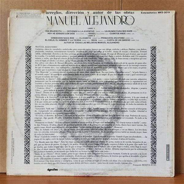 MANUEL ALEJANDRO – LA VOZ DE MANUEL ALEJANDRO, INTERPRETA A MANUEL ALEJANDRO (1971) - LP 2.EL PLAK