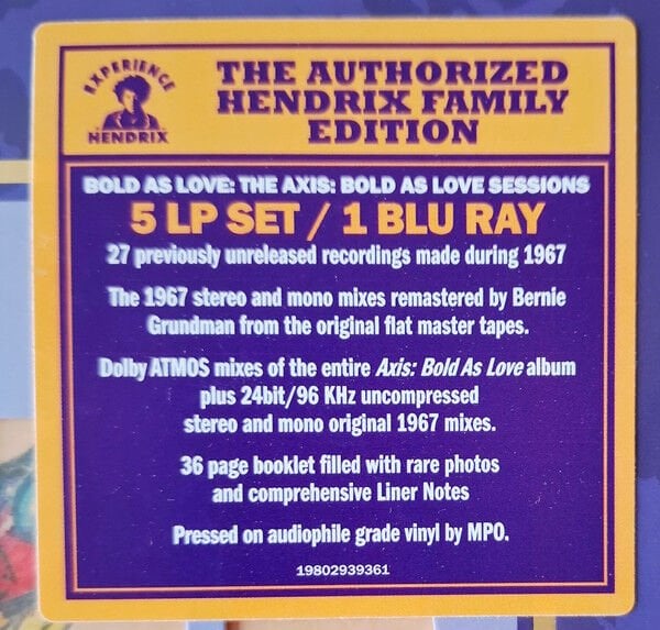 JIMI HENDRIX - AXIS : BOLD AS LOVE (1967) - 5xLP 1xBLU-RAY BOX 2025 EDITION / AMBALAJINDA SIFIR