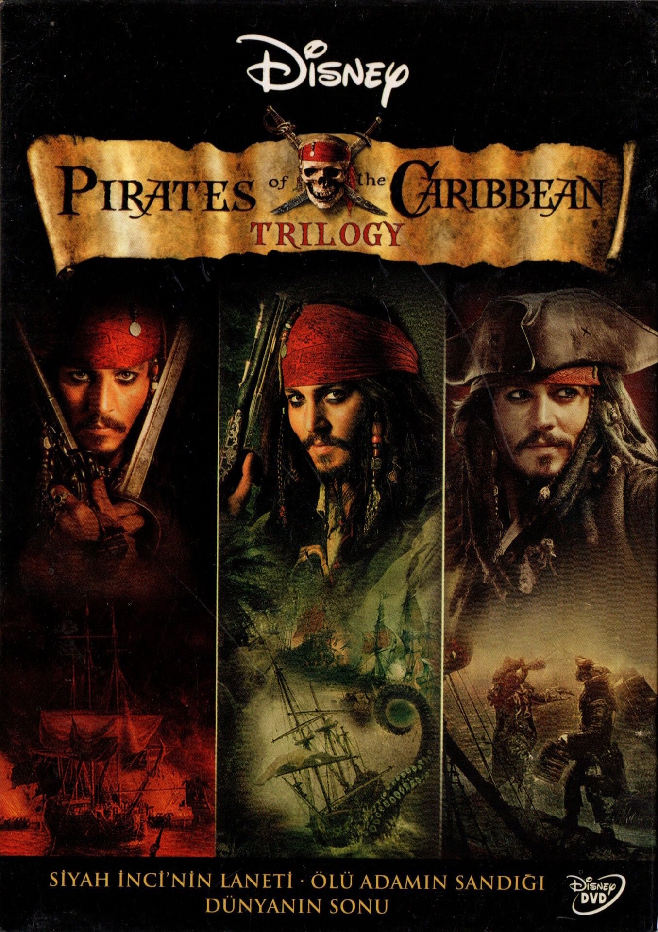 PIRATES OF THE CARIBBEAN TRILOGY - KARAYİP KORSANLARI ÜÇLEMESİ - JOHNNY DEPP - 3xDVD BOX SET 2.EL