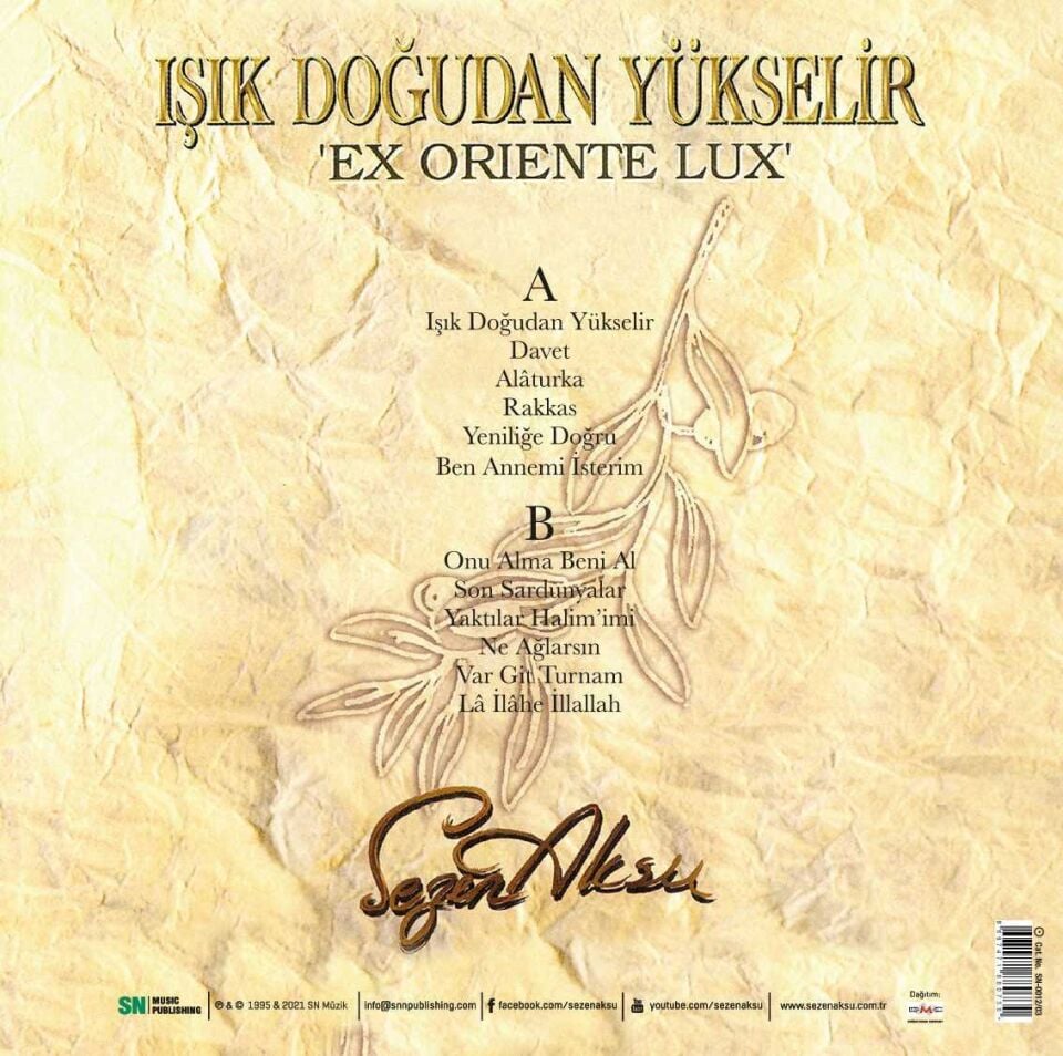 SEZEN AKSU - IŞIK DOĞUDAN YÜKSELİR (1995) - LP 180GR 2025 BASIM SIFIR PLAK